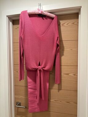 Vtg Linda Allard Ellen Tracy Chic Silk Rose Colored Top and Pant Set